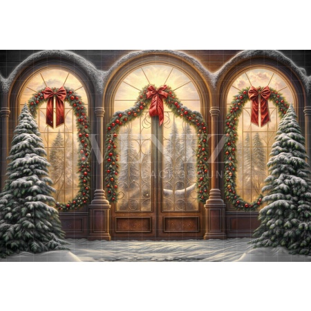 Fabric Photography Background Christmas House Front / Backdrop 6226