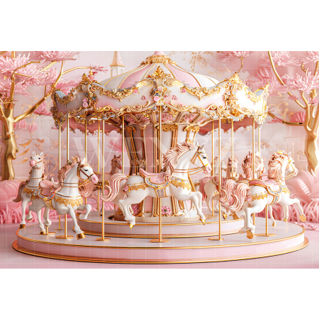 Fabric Photography Background Children's Day Carousel / Backdrop 6322