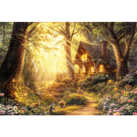 Fabric Photography Background Easter House in the Grove / Backdrop 6880