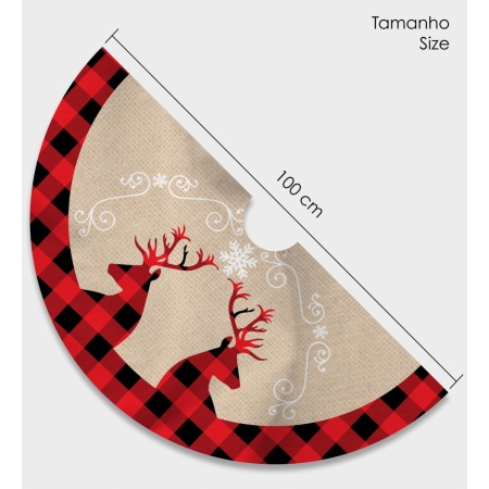 Christmas Tree Skirt Plaid Reindeer / WSA06