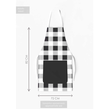 Kit 4 Christmas Family Aprons with Pocket Plaid Black and White / AW01