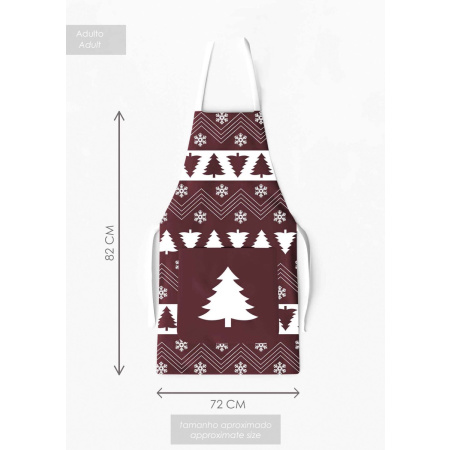 Kit 4 Christmas Family Aprons with Pocket Pine Tree Print / AW05