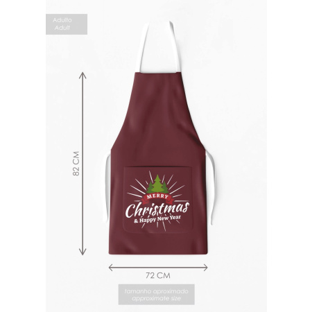 Kit 4 Christmas Family Aprons with Pocket Print Wine / AW04