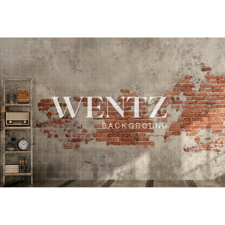 Fabric Photography Background Brick Wall and Bookcase / Backdrop 2111