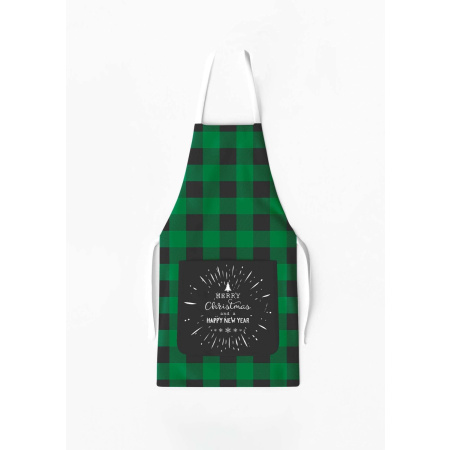 Christmas Apron with Pocket Plaid Black and Green / AW11