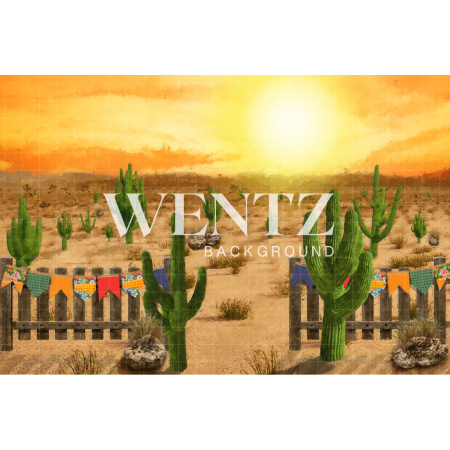 Fabric Photography Background Desert Sunset with Cactus / Backdrop CW142