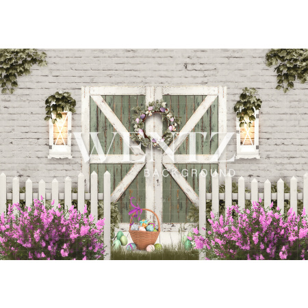 Fabric Photography Background Door with Flowers / Backdrop CW95