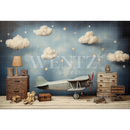 Fabric Photography Background Children's Day Airplane / Backdrop 6376