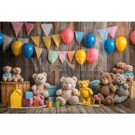 Fabric Photography Background Bear Party Children's Day / Backdrop 6423