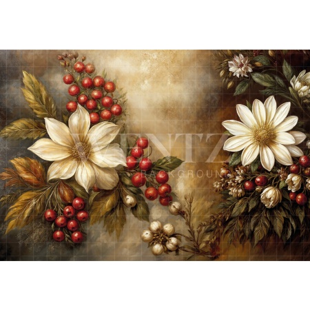 Fabric Photography Background Christmas Floral / Backdrop 6381