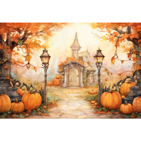 Fabric Photography Background Witch's House Halloween / Backdrop 6340