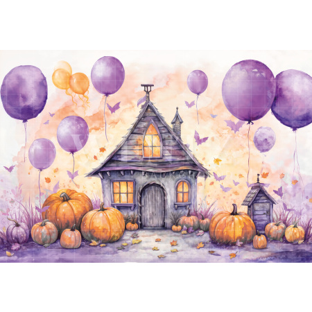 Fabric Photography Background Witch's House Halloween / Backdrop 6339