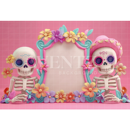 Fabric Photography Background Halloween Skulls / Backdrop 6347