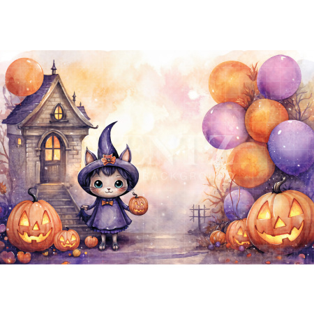 Fabric Photography Background Witch's House Halloween / Backdrop 6349