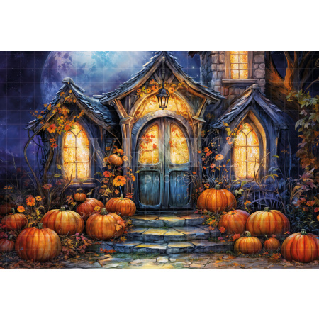 Fabric Photography Background Witch's House Halloween / Backdrop 6350