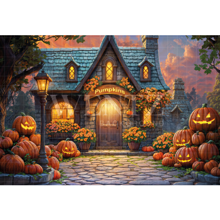 Fabric Photography Background Witch's House Halloween / Backdrop 6358