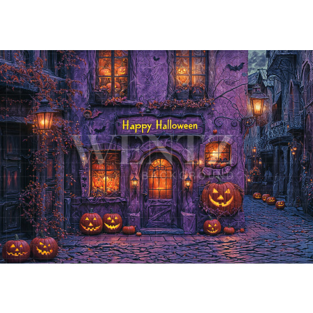 Fabric Photography Background Village Halloween / Backdrop 6367