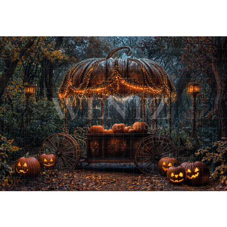 Fabric Photography Background  Halloween Pumpkin Car / Backdrop 6369