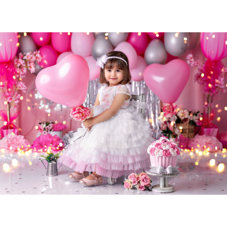 Fabric Photography Background Scenarios Pink and Silver Balloon / Backdrop 2076