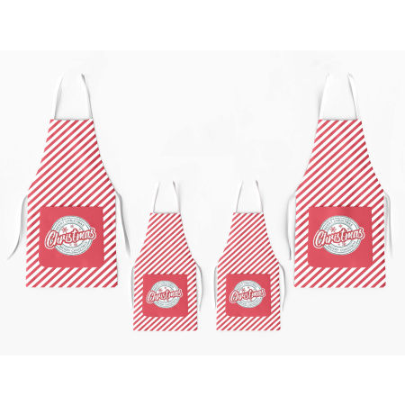 Kit 4 Family Aprons Christmas Striped with Pocket / AW21