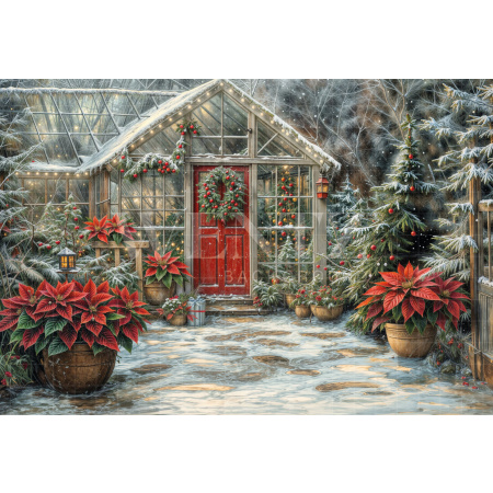 Fabric Photography Background Christmas Greenhouse / Backdrop 6227