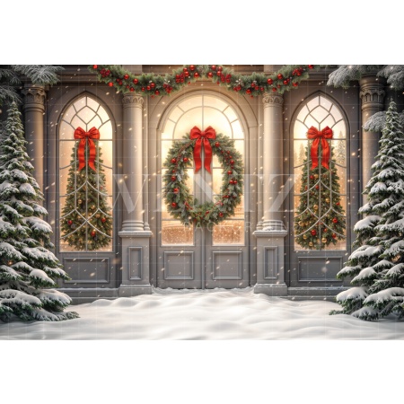 Fabric Photography Background Christmas House Front / Backdrop 6231