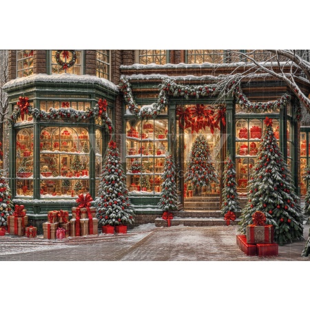 Fabric Photography Background Christmas Gift Store / Backdrop 6239