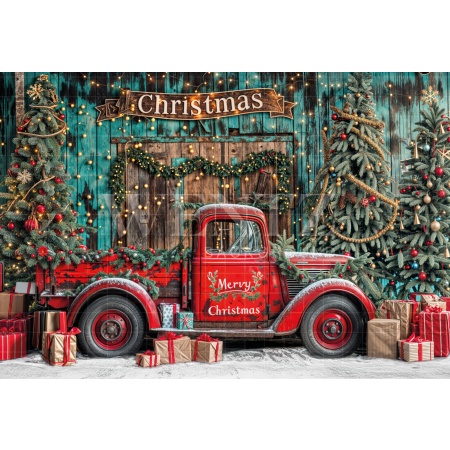 Fabric Photography Background Santa's Car Christmas / Backdrop 6242