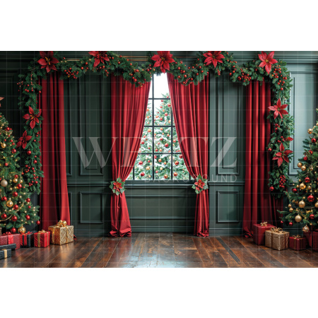 Fabric Photography Background Christmas Room / Backdrop 6243