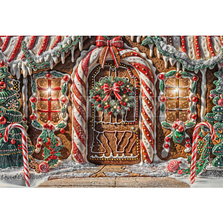 Fabric Photography Background Christmas Sweets House / Backdrop 6260