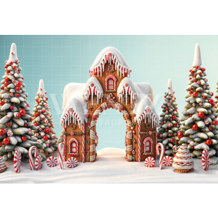 Fabric Photography Background Christmas Sweets House / Backdrop 6264