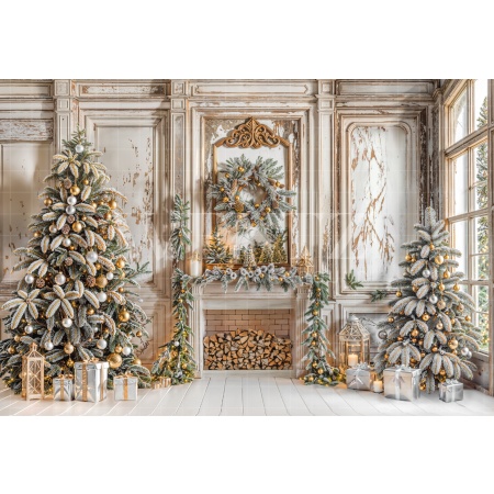 Fabric Photography Background Christmas Room / Backdrop 6277