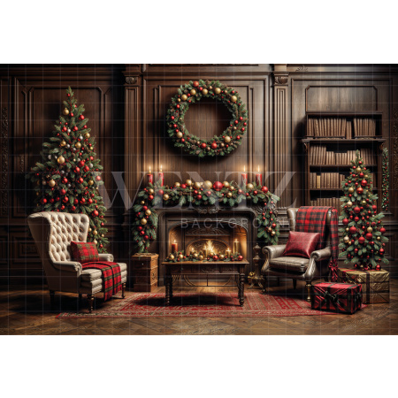 Fabric Photography Background Christmas Room / Backdrop 6289