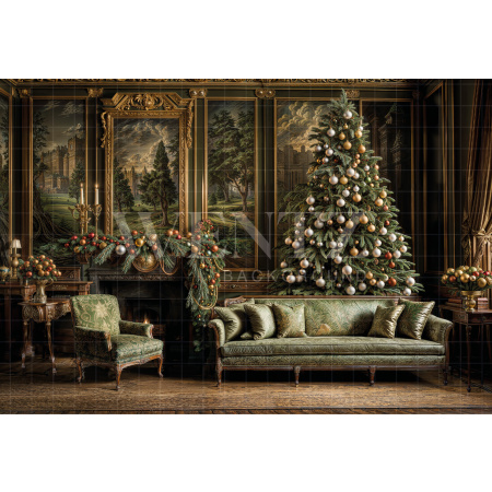 Fabric Photography Background Christmas Room / Backdrop 6296