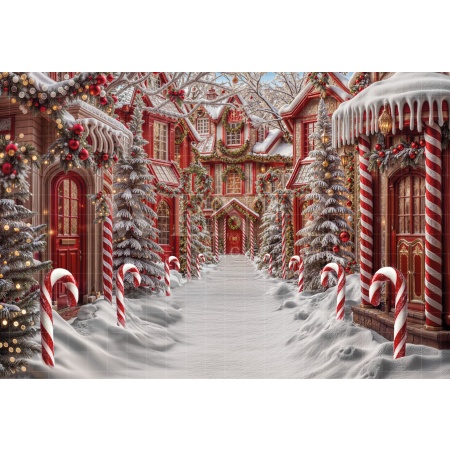 Fabric Photography Background Christmas Village / Backdrop 6326