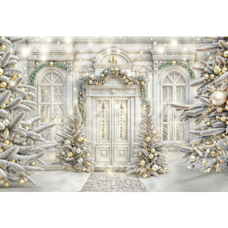 Fabric Photography Background Christmas House Front / Backdrop 6330