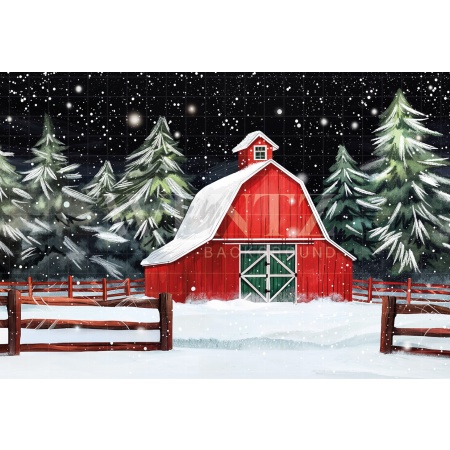 Fabric Photography Background Christmas Farm / Backdrop 6404