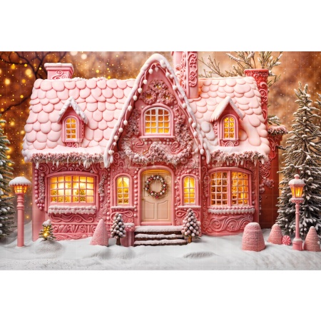 Fabric Photography Background Christmas House / Backdrop 6407