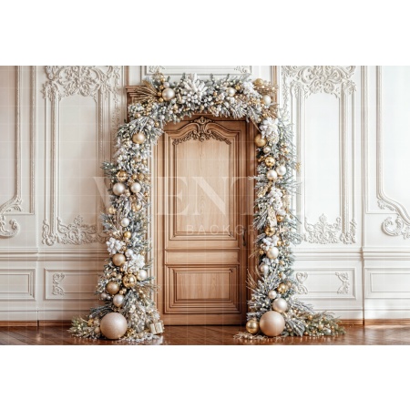 Fabric Photography Background Christmas Door / Backdrop 6440