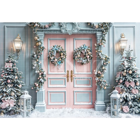 Fabric Photography Background Christmas House Front / Backdrop 6445