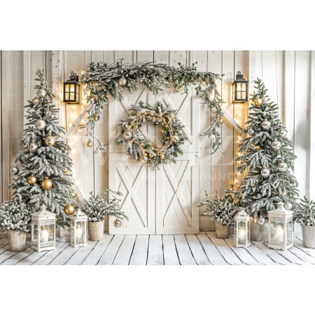 Fabric Photography Background Christmas Door / Backdrop 6460