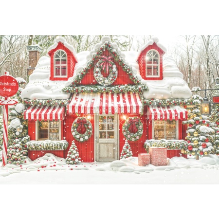 Fabric Photography Background Christmas House / Backdrop 6465