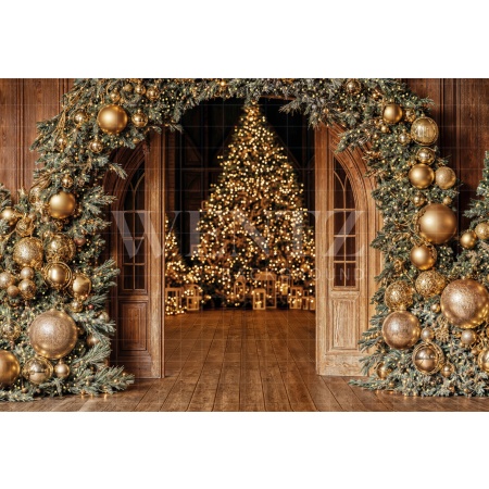 Fabric Photography Background Christmas Door / Backdrop 6473