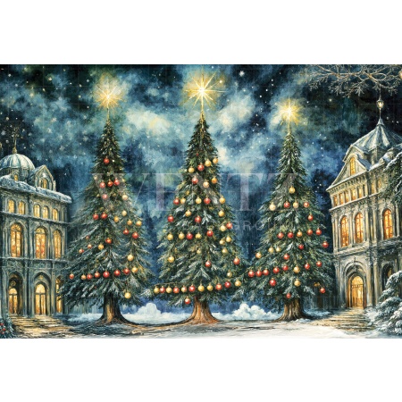 Fabric Photography Background Christmas Village / Backdrop 6491