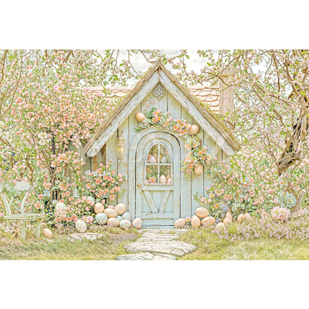 Fabric Photography Background Easter House / Backdrop 6606