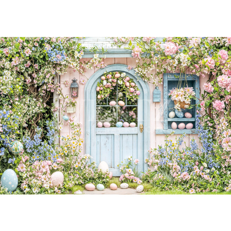 Fabric Photography Background Easter House / Backdrop 6604