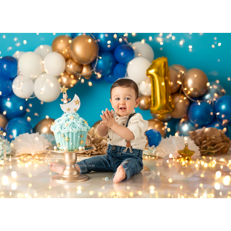 Fabric Photography Background Scenarios Blue Golden Balloon Newborn / Backdrop 2022