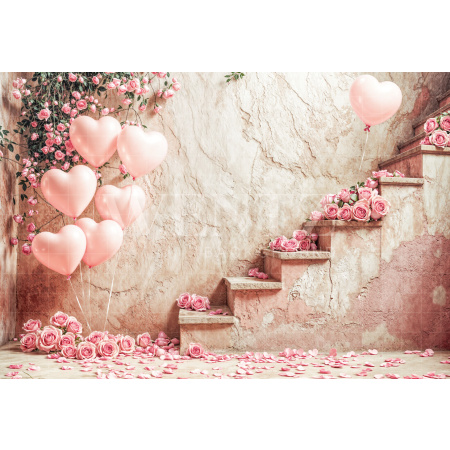 Fabric Photography Background Valentine's Day with Ladder / Backdrop 6610