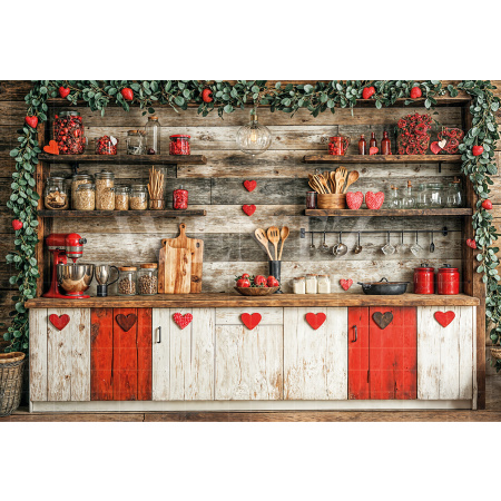 Fabric Photography Background Valentine's Day Kitchen / Backdrop 6613