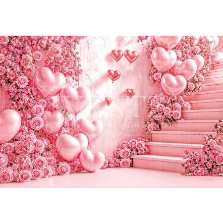 Fabric Photography Background Valentine's Day with Ladder / Backdrop 6620